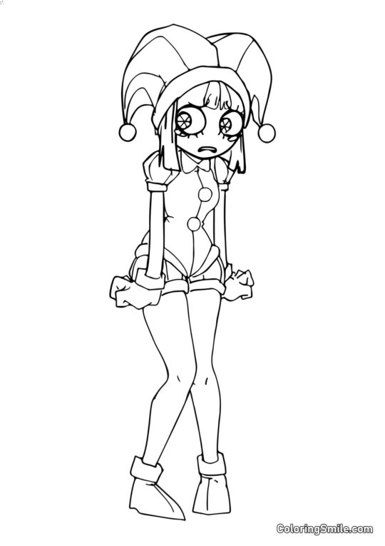 Desenhos para Colorir do Incrível Circo Digital Pomni em Estilo Anime - Página para Colorir