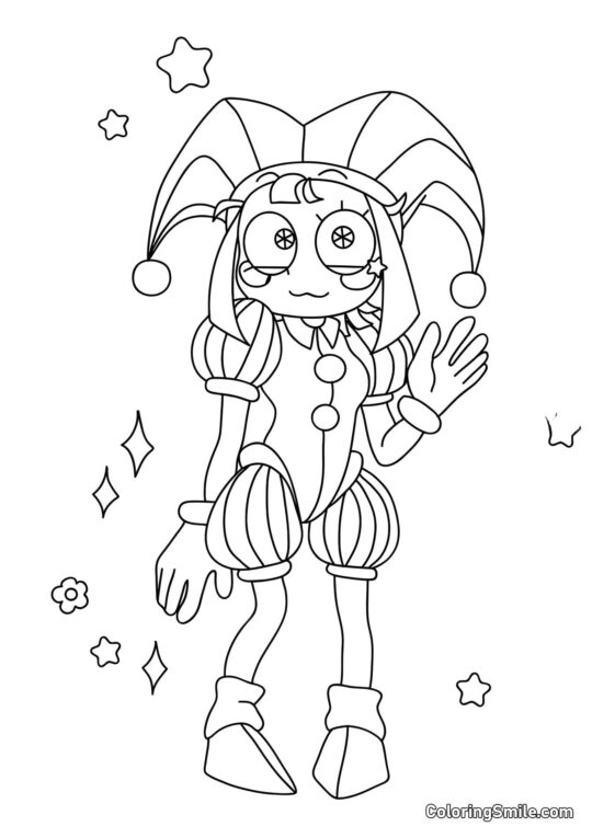 Desenhos para Colorir do Incrível Circo Digital Pomni com uma Mão - Página para Colorir