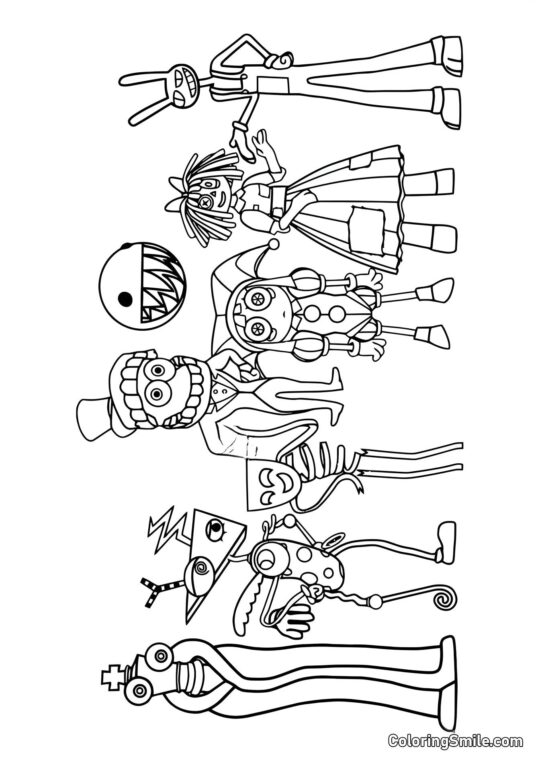Desenhos para Colorir do Incrível Circo Digital Personagens do Círculo Digital - Página para Colorir