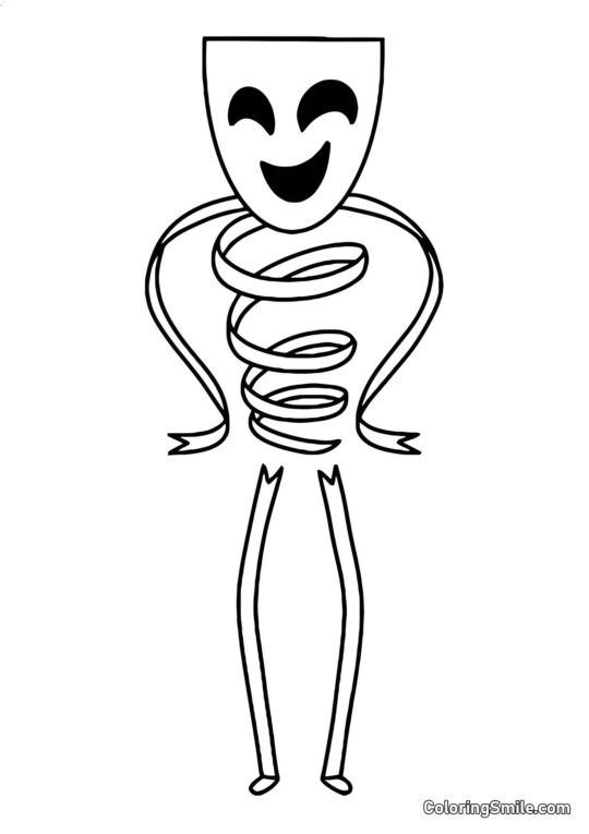 Desenhos para Colorir do Incrível Circo Digital Gangl com Máscara de Comédia - Página para Colorir