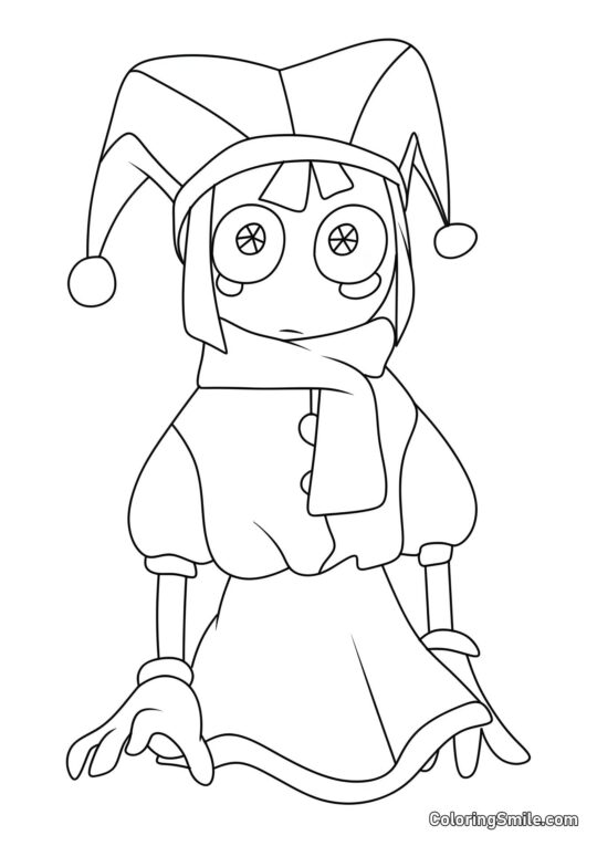 Desenhos para Colorir do Incrível Circo Digital Pomni em um Vestido - Página para Colorir