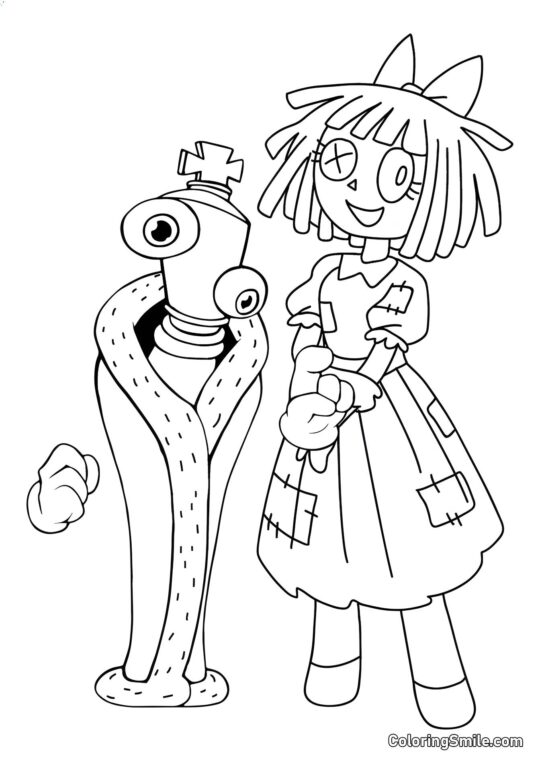 Desenhos para Colorir do Incrível Circo Digital Coral e Ragata - Página para Colorir