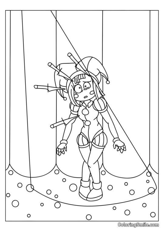 Desenhos para Colorir do Incrível Circo Digital Pomni no Palco - Página para Colorir