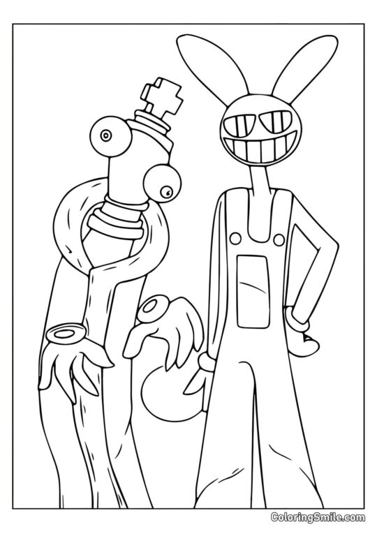 Desenhos para Colorir do Incrível Circo Digital Coral e Jacks do Círculo Digital - Página para Colorir