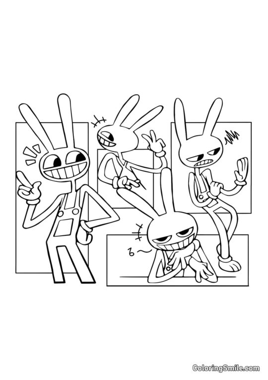 Desenhos para Colorir do Incrível Circo Digital Jacks Impulsivos - Página para Colorir