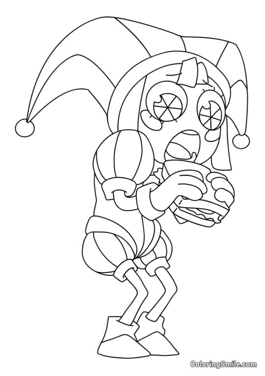 Desenhos para Colorir do Incrível Circo Digital Pomni é um Sanduíche - Página para Colorir