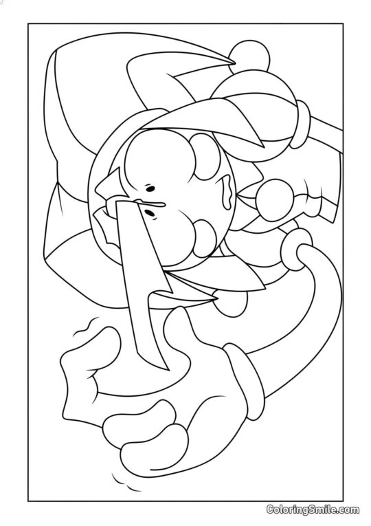 Desenhos para Colorir do Incrível Circo Digital Pomni com uma Faca na Cabeça - Página para Colorir