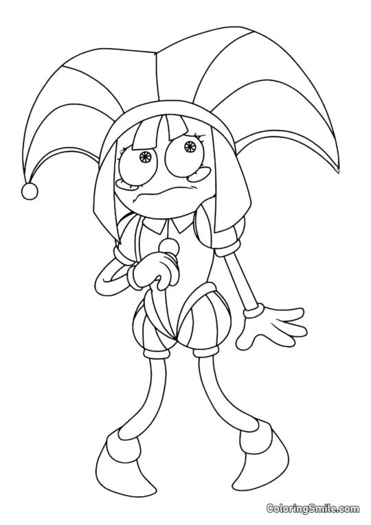 Desenhos para Colorir do Incrível Circo Digital Pomni Neuverennaya - Página para Colorir