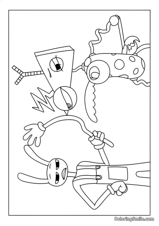 Desenhos para Colorir do Incrível Circo Digital Jacks e Zubl - Página para Colorir