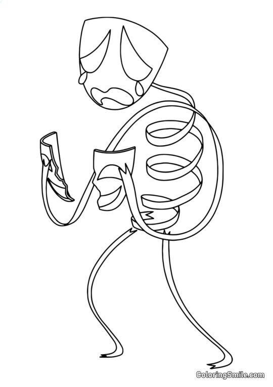 Desenhos para Colorir do Incrível Circo Digital Gangl Chora sobre a Máscara Slam - Página para Colorir