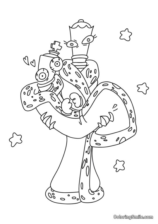 Desenhos para Colorir do Incrível Circo Digital Coral nas Mãos de Quineer - Página para Colorir