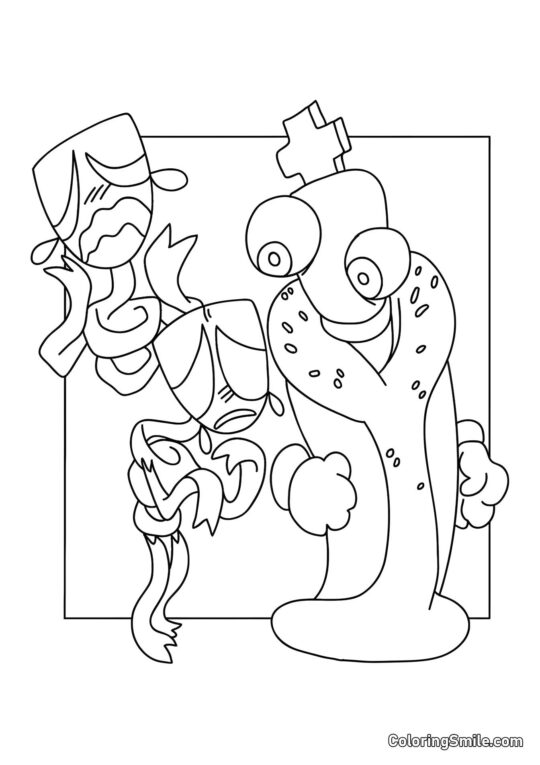 Desenhos para Colorir do Incrível Circo Digital Coral e Gangl Trágico - Página para Colorir