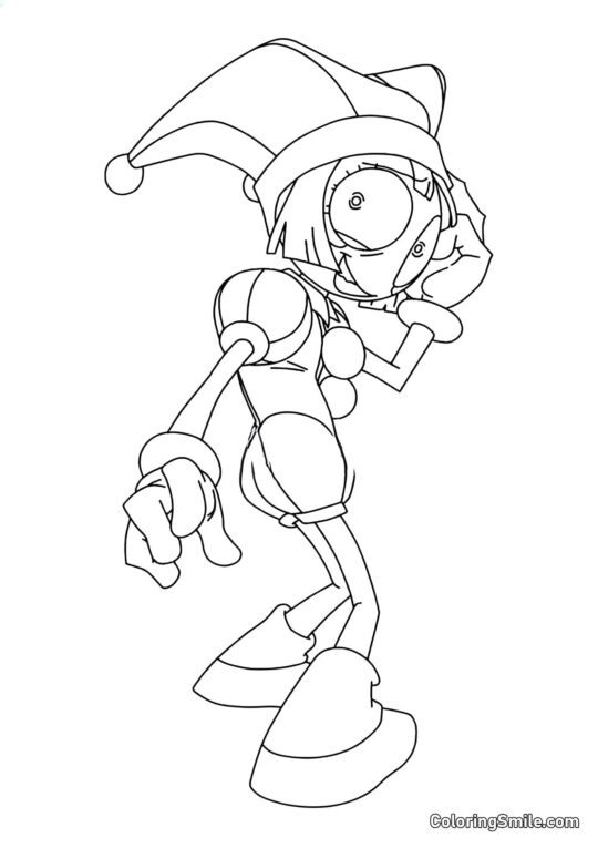 Desenhos para Colorir do Incrível Circo Digital Pomni com um Sorriso Yekhidna - Página para Colorir