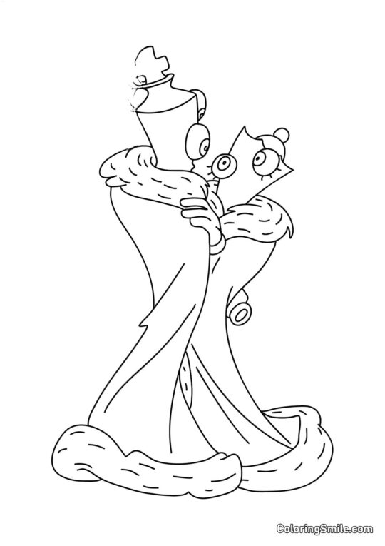 Desenhos para Colorir do Incrível Circo Digital Coral e Quineer Dançam - Página para Colorir