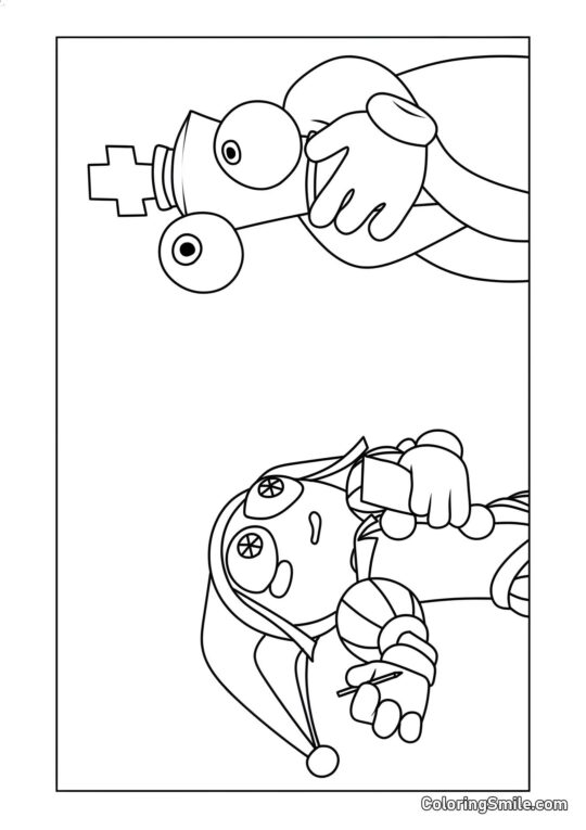 Desenhos para Colorir do Incrível Circo Digital Pomni e Coral - Página para Colorir