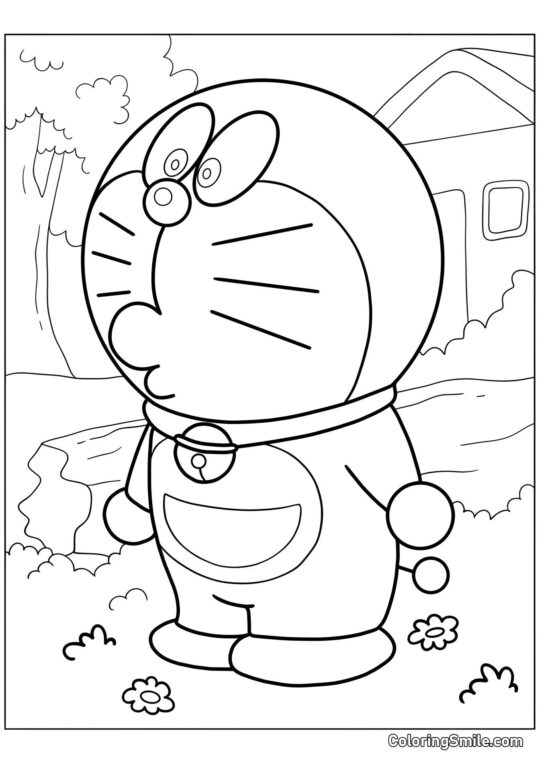 Doraemon Curioso - Página para Colorir