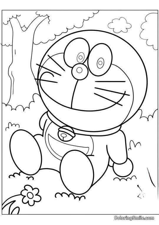 Doraemon Feliz - Página para Colorir