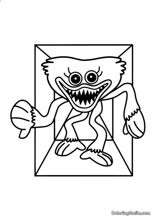 Розмальовки Хаггі Ваггі та Кісі Місі Хаггі Ваггі у вентиляційній шахті - Розмальовка