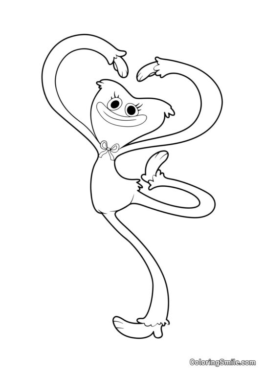 Розмальовки Хаггі Ваггі та Кісі Місі Кісі Місі з руками у формі серця - Розмальовка