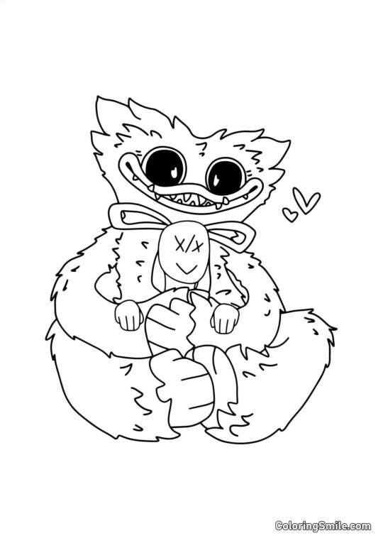 Розмальовки Хаггі Ваггі та Кісі Місі Малюк Хаггі Ваггі з кроликом - Розмальовка