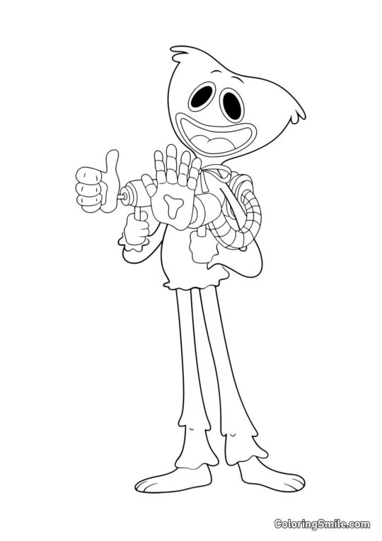 Розмальовки Хаггі Ваггі та Кісі Місі Хаггі Ваггі з руками геймера - Розмальовка