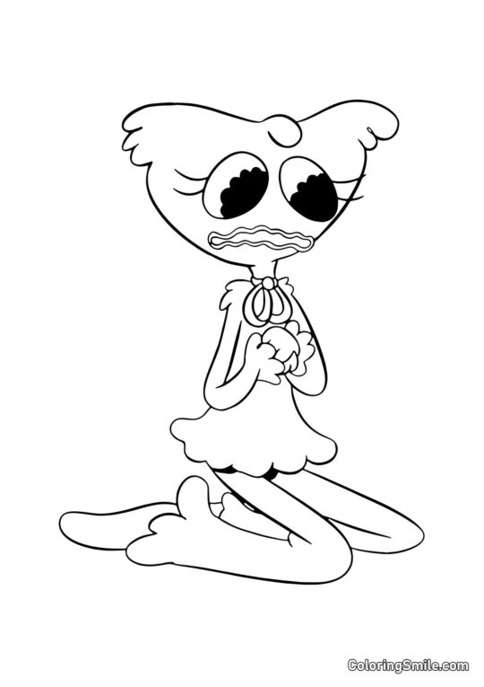 Розмальовки Хаггі Ваггі та Кісі Місі Сумна Кісі Місі плаче - Розмальовка