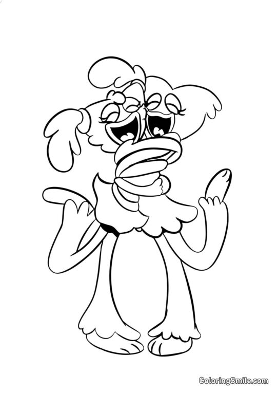 Розмальовки Хаггі Ваггі та Кісі Місі Хаггі Ваггі та Кісі Місі обіймаються - Розмальовка