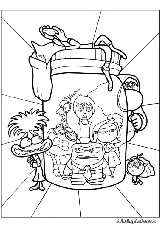Disegni di Inside Out da colorare Nuove emozioni imbottigliate le vecchie - Pagina da Colorare