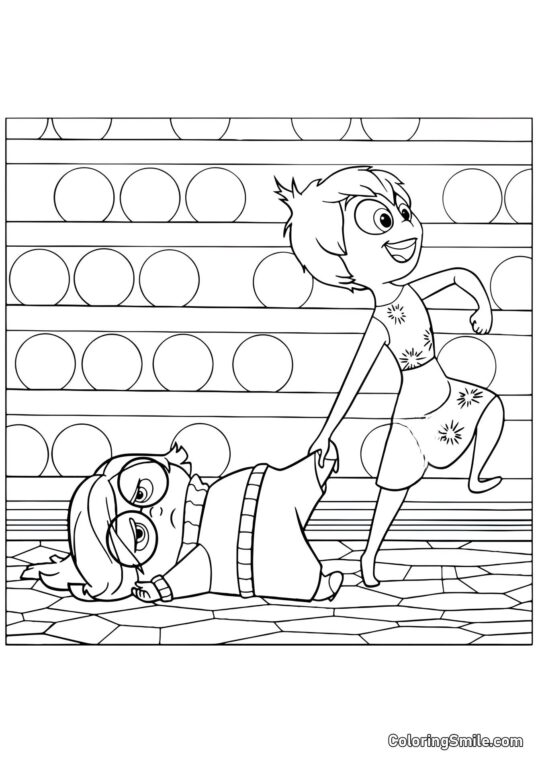 Disegni di Inside Out da colorare Gioia che porta Tristezza - Pagina da Colorare