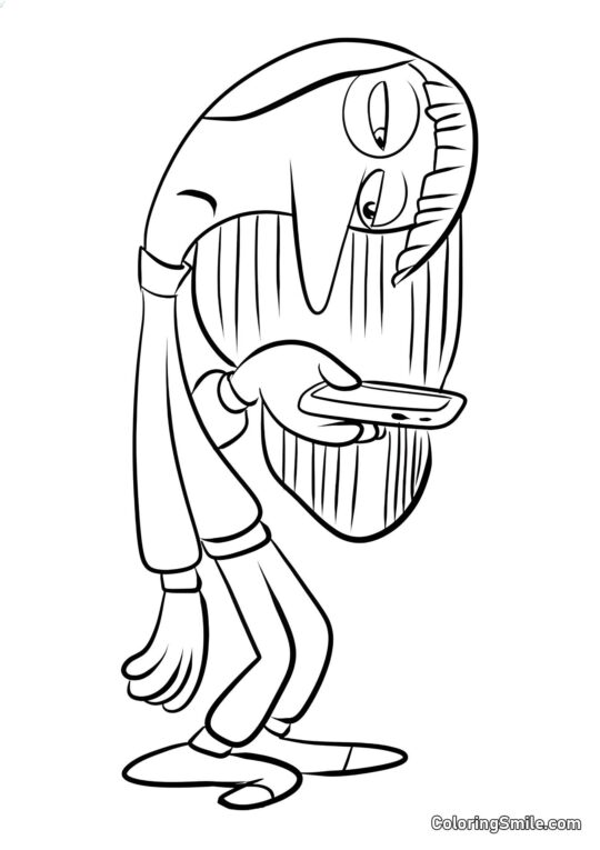 Disegni di Inside Out da colorare Emozione Tristezza con telecomando - Pagina da Colorare