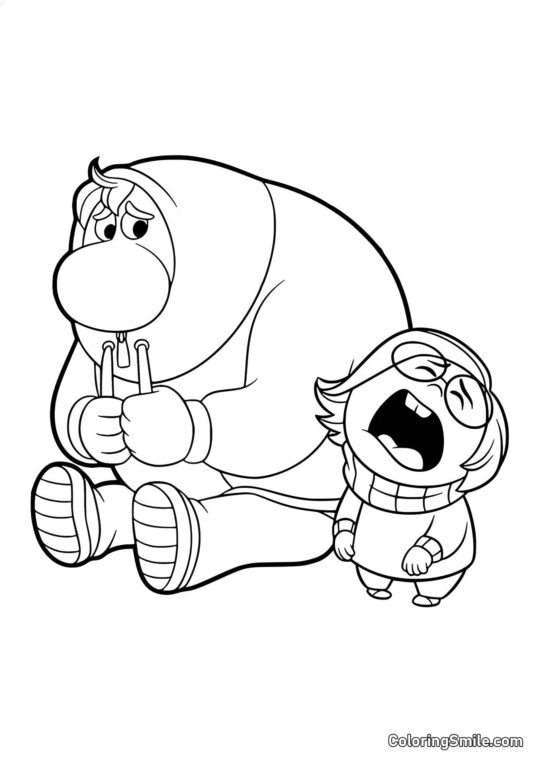 Disegni di Inside Out da colorare Emozioni Vergogna e Tristezza - Pagina da Colorare