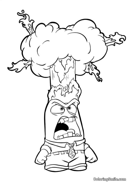 Disegni di Inside Out da colorare Emozione Esplosiva Rabbia - Pagina da Colorare