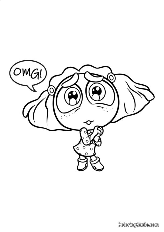 Disegni di Inside Out da colorare Invidia con grandi occhi - Pagina da Colorare