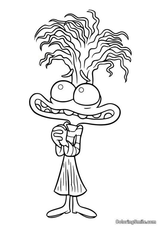 Disegni di Inside Out da colorare Ansia con grandi occhi - Pagina da Colorare