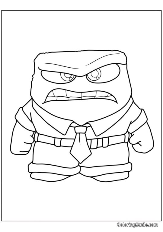 Disegni di Inside Out da colorare Emozione Rabbia con sopracciglia aggrottate - Pagina da Colorare