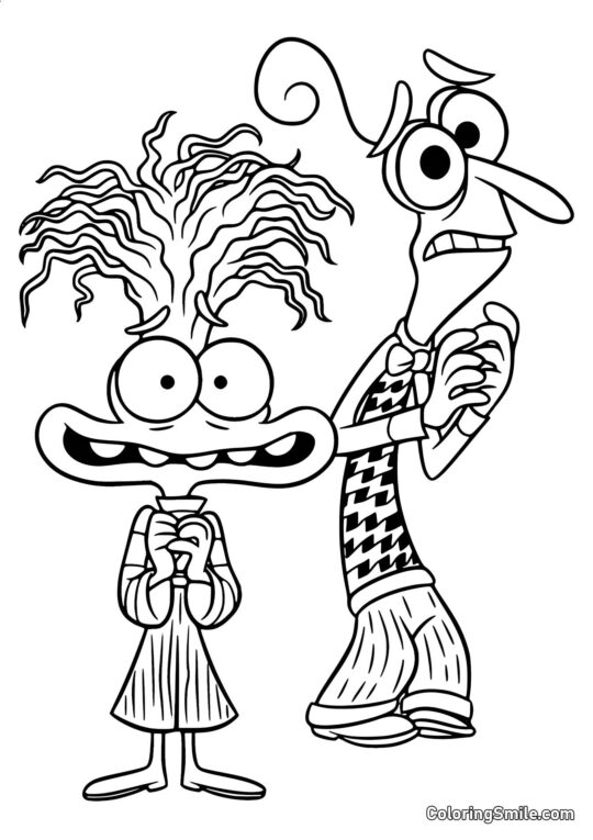 Disegni di Inside Out da colorare Ansia e Paura da Inside Out 2 - Pagina da Colorare