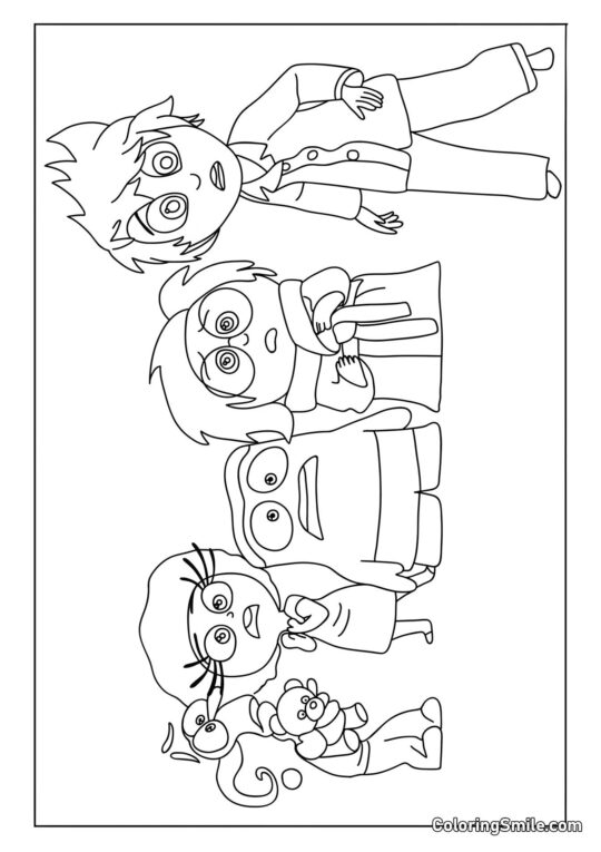 Disegni di Inside Out da colorare Emozioni Riley svegliate di colpo - Pagina da Colorare