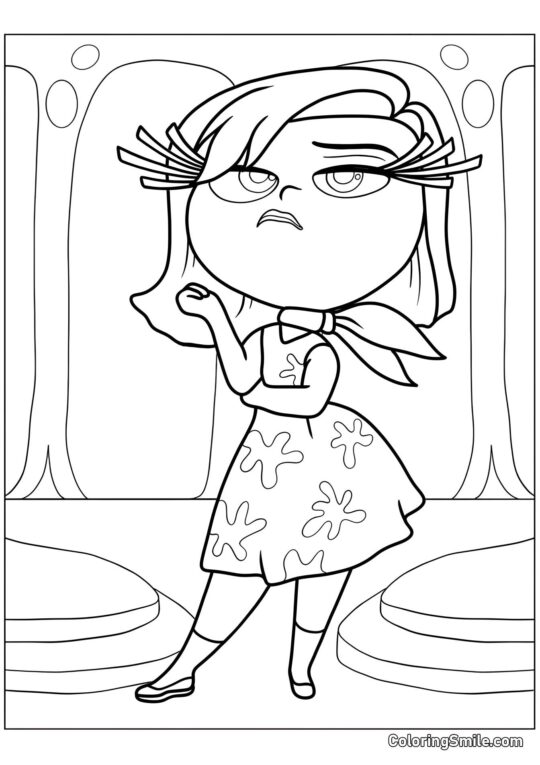 Disegni di Inside Out da colorare Emozione Scontenta Disgusto - Pagina da Colorare