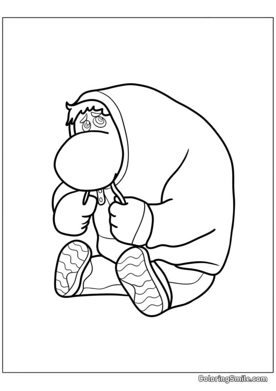 Disegni di Inside Out da colorare Emozione Vergogna seduta - Pagina da Colorare