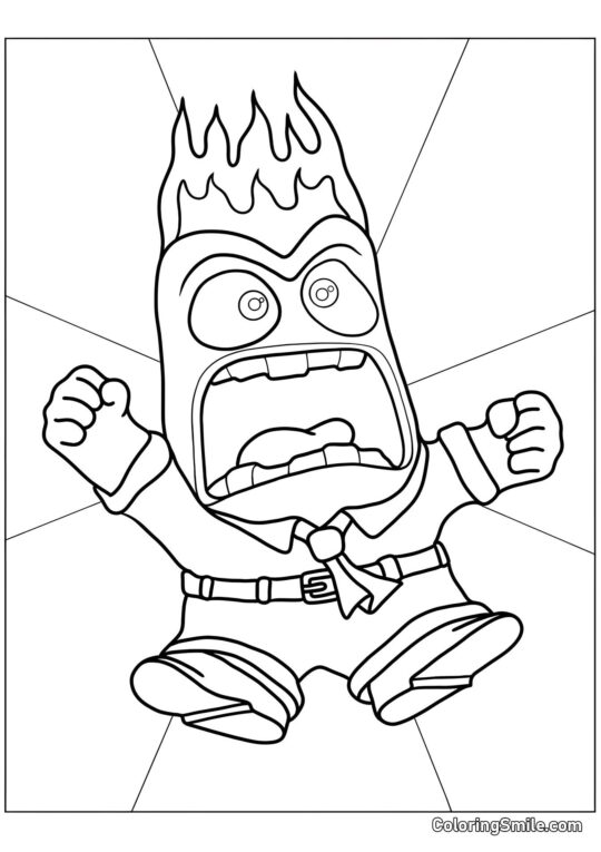 Disegni di Inside Out da colorare Emozione Rabbia in rabbia - Pagina da Colorare