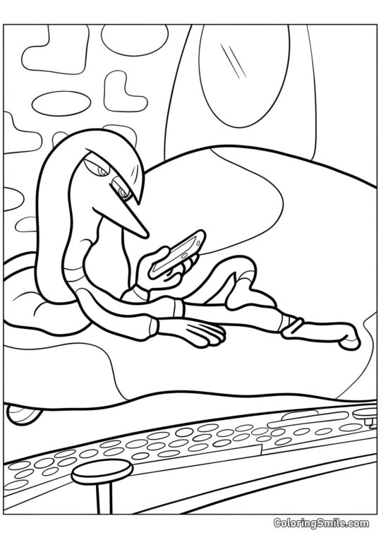 Disegni di Inside Out da colorare Tristezza sdraiata sul divano - Pagina da Colorare