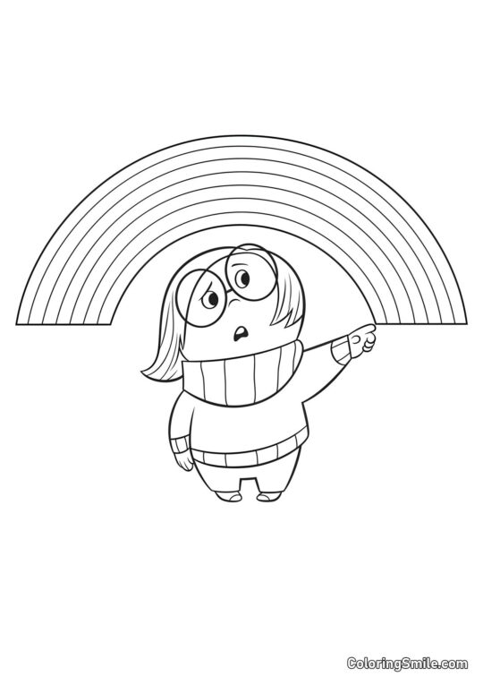 Disegni di Inside Out da colorare Tristezza e arcobaleno - Pagina da Colorare