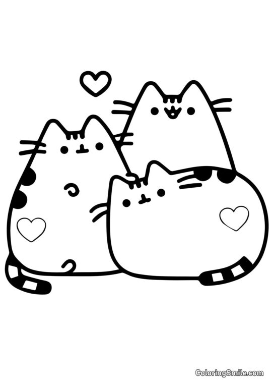 Disegni di Pusheen il Gatto da colorare Pusheen il gatto innamorato - Pagina da Colorare