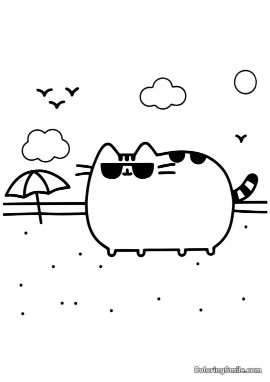 Disegni di Pusheen il Gatto da colorare Pusheen il gatto con occhiali da sole - Pagina da Colorare