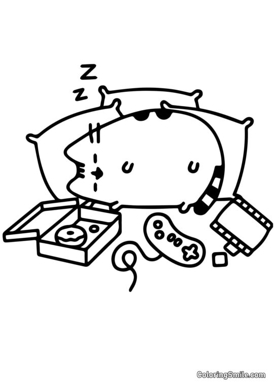 Disegni di Pusheen il Gatto da colorare Pusheen il gatto che dorme - Pagina da Colorare