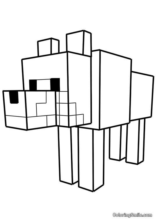 Minecraft Hund - Farvelægningsside