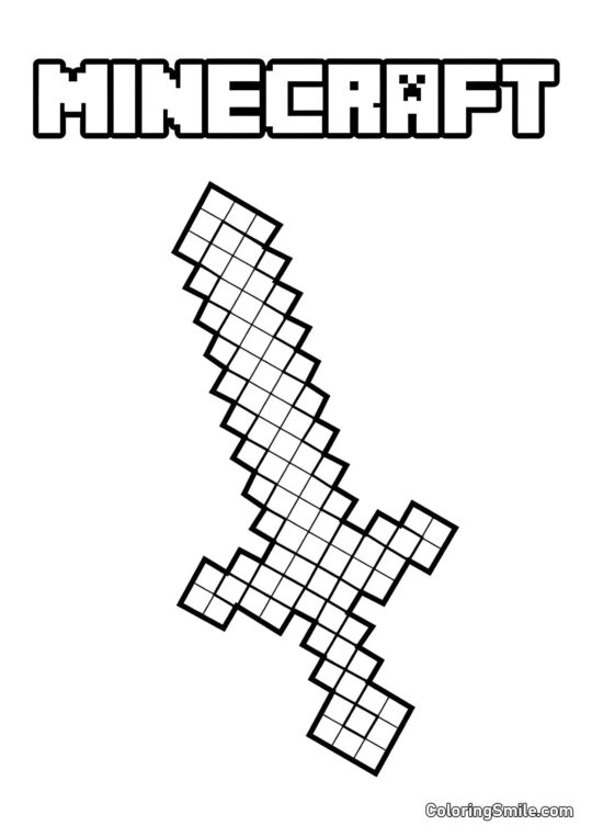 Minecraft Sværd - Farvelægningsside