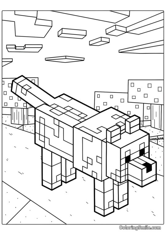 Minecraft Hund - Farvelægningsside
