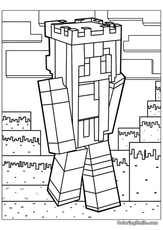 Dette er Alice i Minecraft Stil - Farvelægningsside