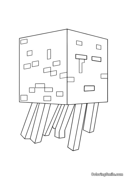 Hostil Ghast fra Minecraft - Farvelægningsside